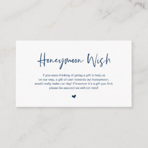 Casual elegance, Navy Blue, Honeymoon Wish Enclosure Card