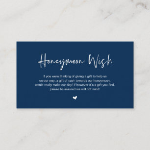 Casual elegance, Navy Blue, Honeymoon Wish Enclosure Card