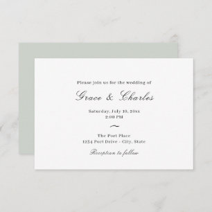 Casual Elegant Light Beige Green Wedding Inviation Invitation