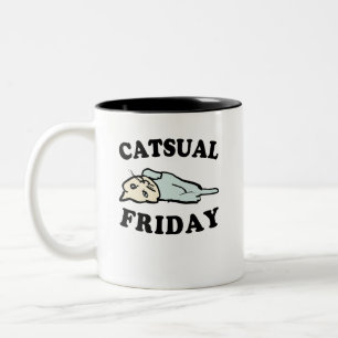 Casual Friday Cute Casual Cat Two-Tone Coffee Mug