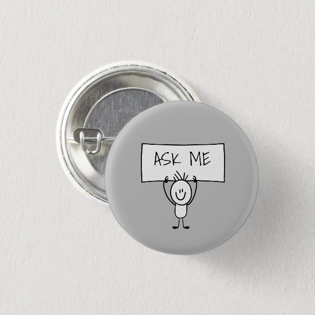 Casual Fun Grey Retail Ask Me Buttons (Front & Back)