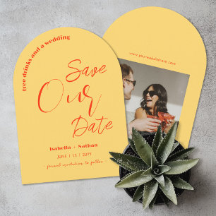 Casual Fun Yellow Summer Wedding Save The Date Invitation
