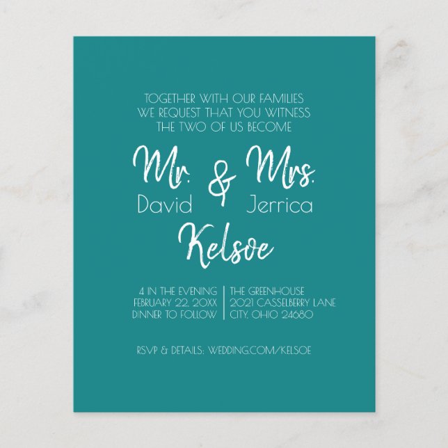 Casual Future Mr. & Mrs. Wedding Invitation Flyer (Front)