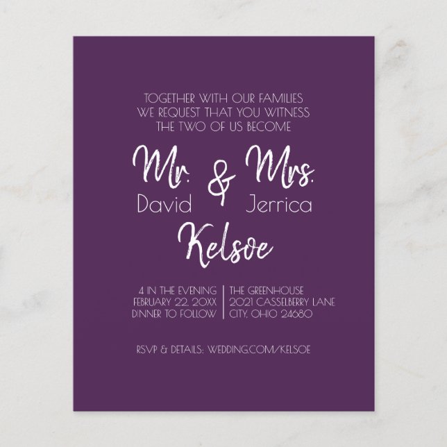 Casual Future Mr. & Mrs. Wedding Invitation Flyer (Front)
