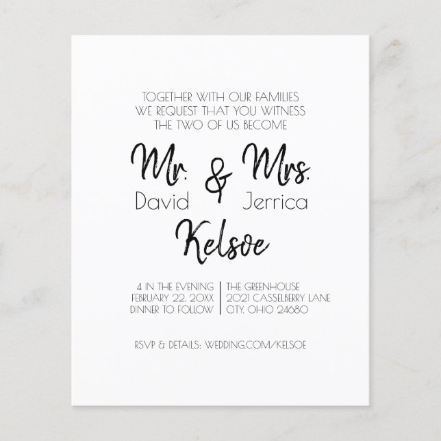 Casual Future Mr. & Mrs. Wedding Invitation Flyer (Front)