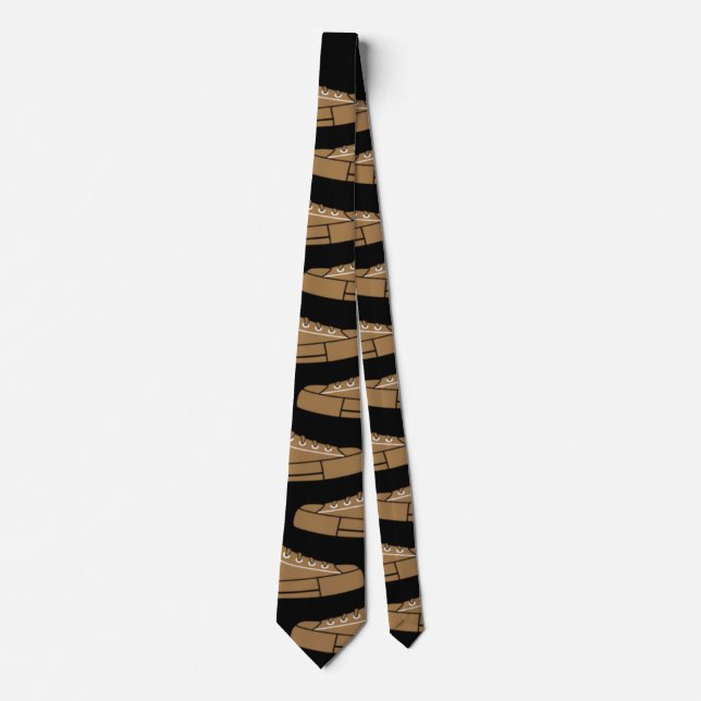 Casual Gold Sneakers Black Unisex Neck Tie (Front)