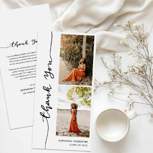 Casual Graduate Photo   Elegant Thank You Script Card