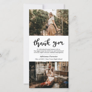 Casual Graduate Photo   Modern Thank You Script Card