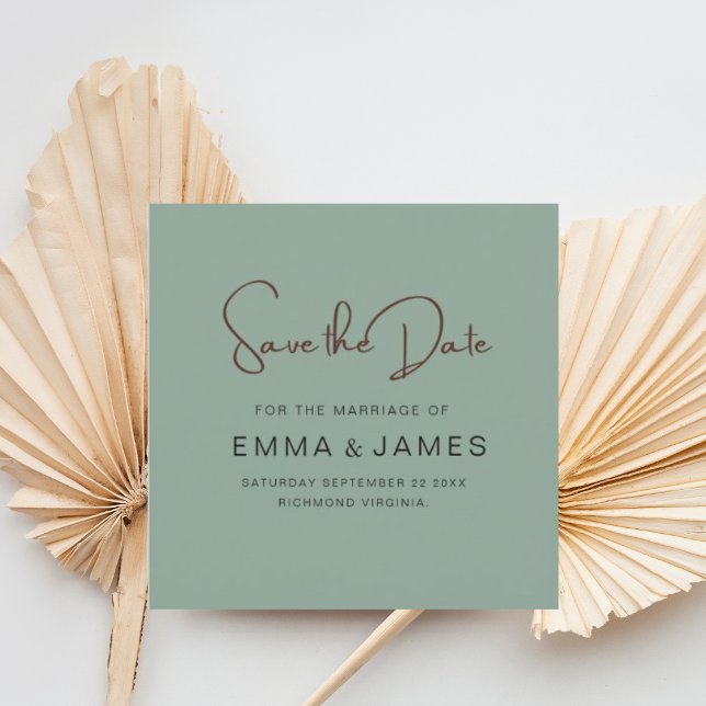Casual  Green Script Typography Weeding Save The Date (Creator Uploaded)