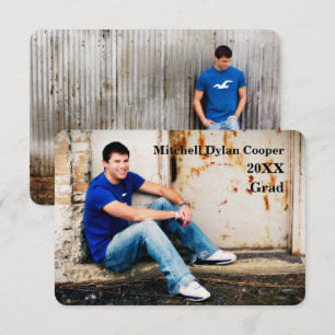 Casual Grunge  - 3x5 Graduation Announcement