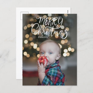 Casual Hand Lettered Merry Christmas Postcard