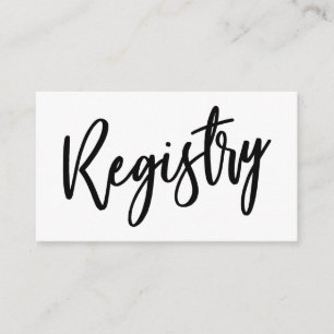 Casual Handwriting Black and White Gift Registry Enclosure Card