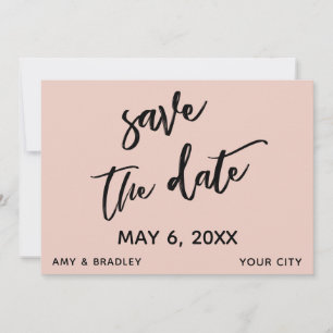 Casual Handwriting Blush Pink Wedding Typography Save The Date