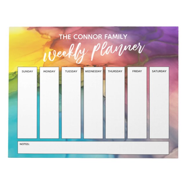 Casual Handwriting Colorful Weekly Planner Notepad (Front)