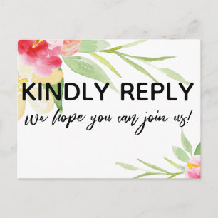 Casual Handwriting Colourful Watercolor Floral RSV Postcard