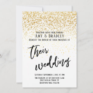 Casual Handwriting Confetti Typography Wedding Invitation