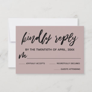 Casual Handwriting Dusty Rose Pink Wedding RSVP