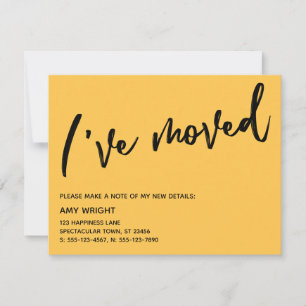 Casual Handwriting I've Moved Apricot Yellow Card
