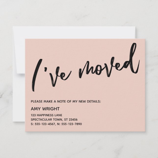 Casual Handwriting I've Moved Blush Announcement (Front)