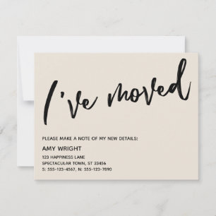 Casual Handwriting I've Moved Cream Announcement