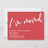 Casual Handwriting I've Moved Flame Red & White