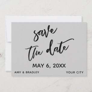 Casual Handwriting Light Grey Wedding Typography Save The Date