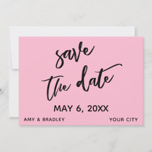 Casual Handwriting Medium Pink Wedding Typography Save The Date