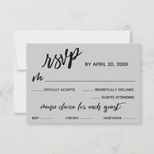 Casual Handwriting Menu Choice Light Grey RSVP