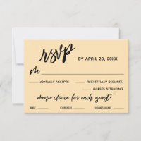 Casual Handwriting Menu Choice Pale Peach RSVP