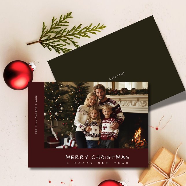 Casual Handwriting Merry Christmas New Year Photo Holiday Card (Creator Uploaded)