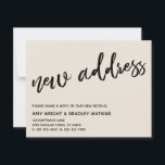 Casual Handwriting New Address Cream Announcement<br><div class="desc">This suite's distinction is due to the modern, handwritten script font used for accent phrases. In this piece, the hand-lettered script font was used to create graphics depicting the words "new address" on the front, and "stay in touch" on the back. The cream background can be changed to any colour...</div>