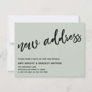 Casual Handwriting New Address Sage Announcement