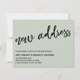 Casual Handwriting New Address Sage Announcement