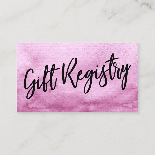 Casual Handwriting Pink Watercolor Gift Registry Enclosure Card (Front)