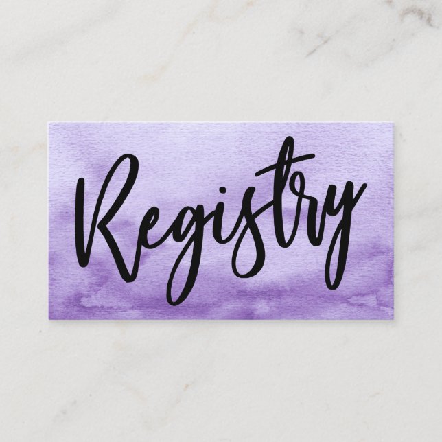 Casual Handwriting Purple Watercolor Gift Registry Enclosure Card (Front)