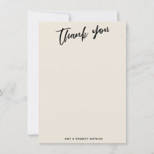Casual Handwriting Simple Typography Cream Thank You Card