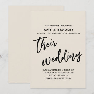 Casual Handwriting Simple Typography Wedding Cream Invitation