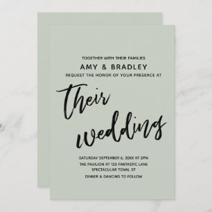 Casual Handwriting Simple Typography Wedding Sage Invitation