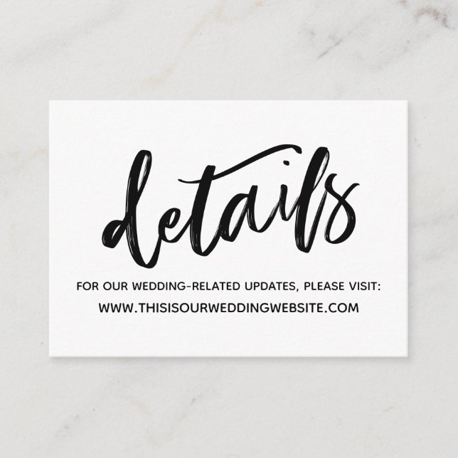 Casual Handwriting Simple Wedding Details Enclosure Card (Front)