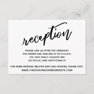 Casual Handwriting Simple Wedding Reception Enclosure Card