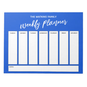 Casual Handwriting Simple Weekly Planner, Blue Notepad