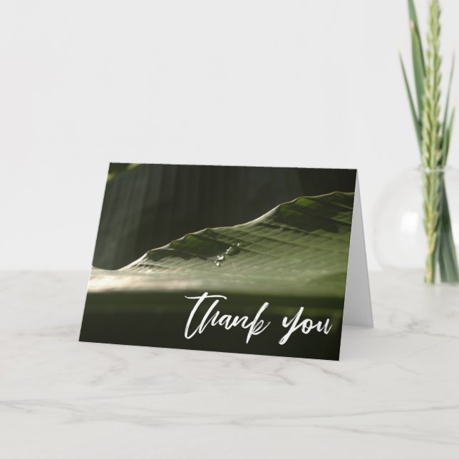 Casual Handwriting Thank You, Banana Leaf Photo Card (Front)