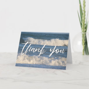 Casual Handwriting Thank You Crashing Waves Card
