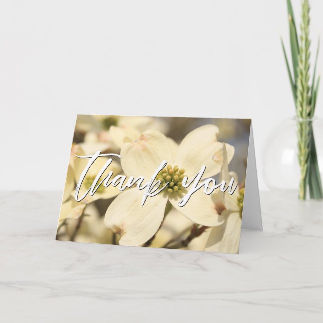 Casual Handwriting Thank You Dogwood Blossoms Card (Front)
