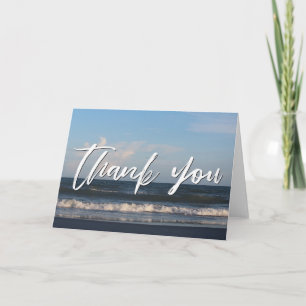 Casual Handwriting Thank You Evening Ocean Waves Card