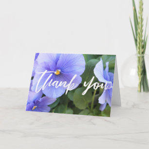 Casual Handwriting Thank You on Purple Pansies Card
