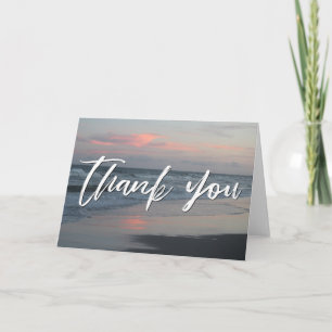 Casual Handwriting Thank You Topsail Beach Sunset  Card