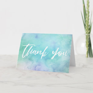 Casual Handwriting Thank You Turquoise Watercolor Card