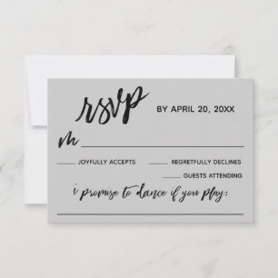 Casual Handwriting w/ Song Request Light Grey RSVP Card