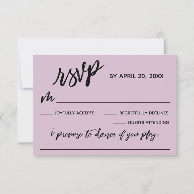 Casual Handwriting w/ Song Request Light Mauve RSVP Card (Front)